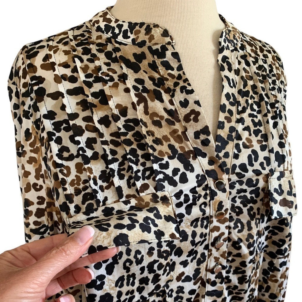 COCOMO 2X Brown Plus Size 3/4 sleeve women's Pintuck Blouse top tunic - Picture 7 of 13